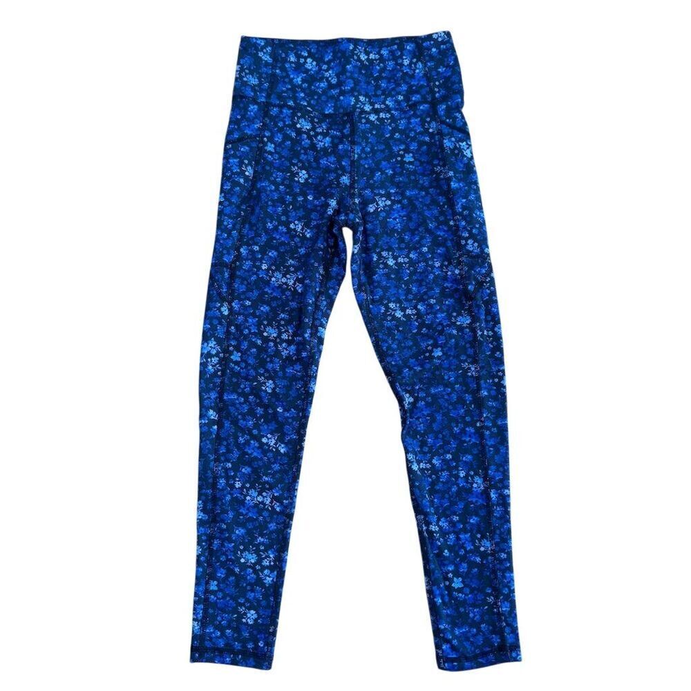 Laundry By Shelli Segal Blue Floral Leggings High Waist Size Medium - Picture 2 of 6